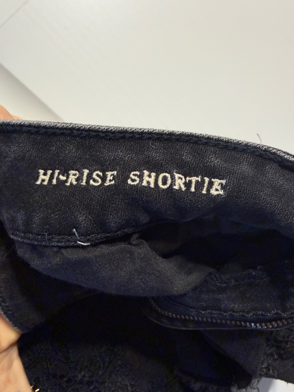 American Eagle Outfitters Black High Rise Lace-Trim Denim Shorts - Picture 3 of 7